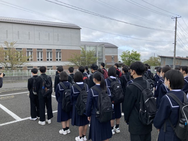 ２年生、しっかりと整列しています。
